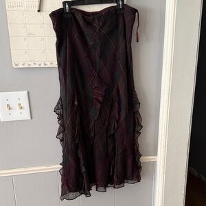 Ralph Lauren Elegant Plaid Ruffle Skirt